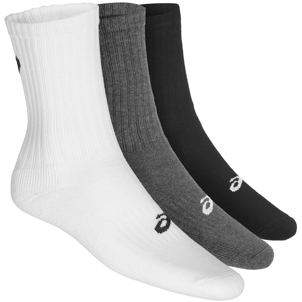 3 Paires de Chaussettes Asics Tennis Crew Grises/Noires/Blanches