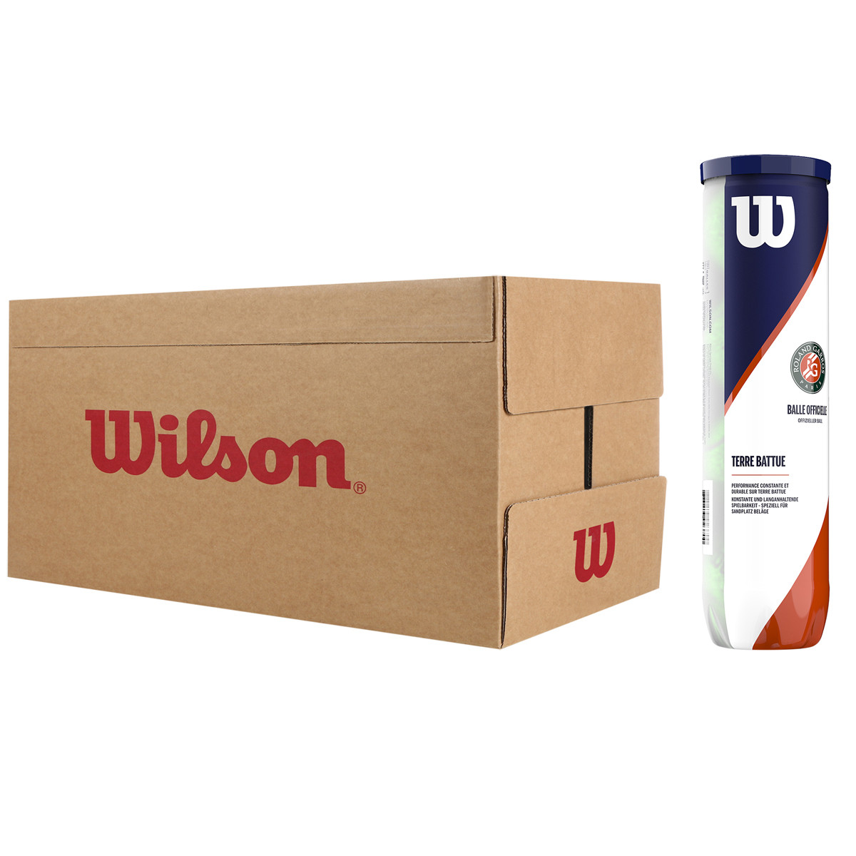 Carton De 18 Tubes De 4 Balles Wilson Roland Garros Clay Court