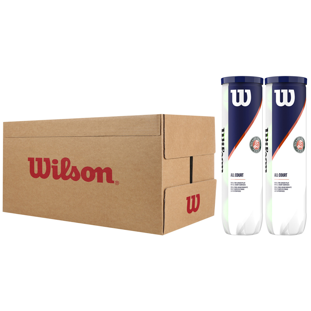 Carton De 9 Bipack De 4 Balles Wilson Roland Garros All Court