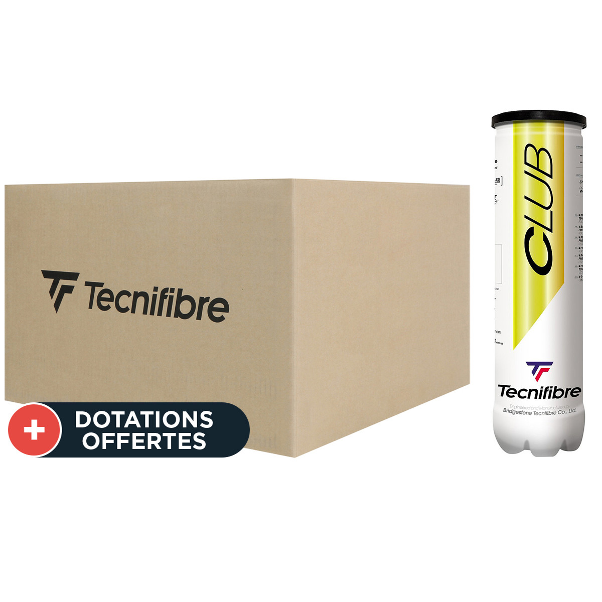 Carton De 36 Tubes De 4 Balles Tecnifibre Club