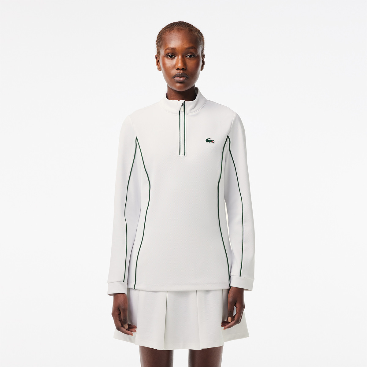 SWEAT LACOSTE FEMME 1/2 ZIP HERITAGE CLUB