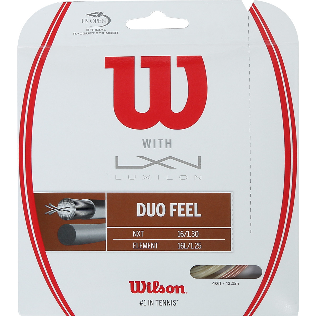Cordage Wilson Duo Feel: Luxilon Element & Wilson Nxt Control 1.25 (12.20 Mètres)
